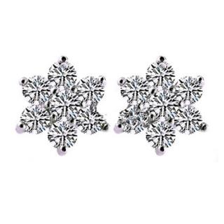 【I.Dear Jewelry】雪花紛飛-正白K-閃耀晶鑽耳針