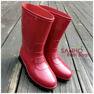 【Sanho 三和牌】MIT典雅半筒雨靴/雨靴 休閒防水鞋(蘋果紅/臺灣製造 現貨)