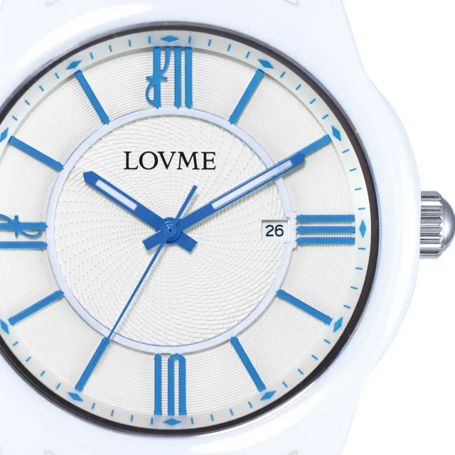 【LOVME】羅馬戀人陶瓷時尚腕錶-白x藍刻度(VC0291M-22-2B1)