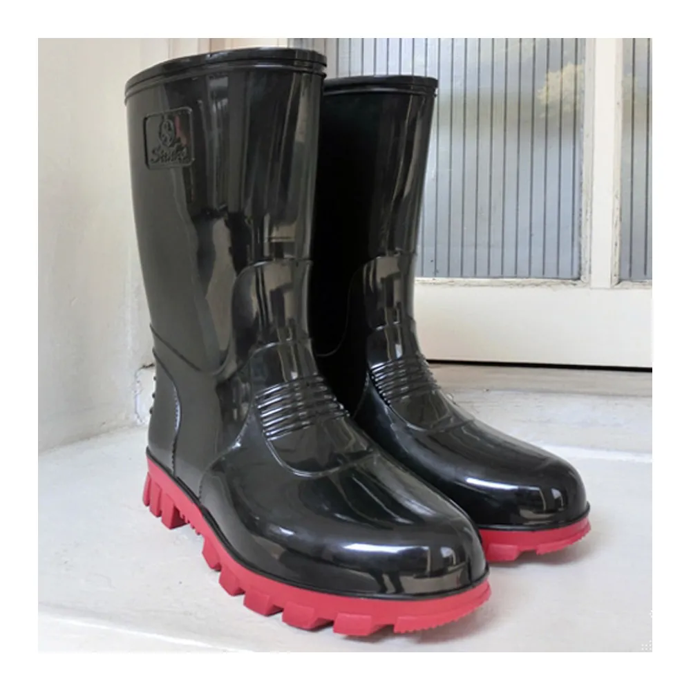 【Sanho 三和牌】MIT典雅半筒雨靴/雨靴 休閒防水鞋(帥氣黑/台灣製造 現貨)