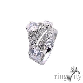 【RingCity】八心八箭鏤空環繞造型戒(白鑽色系列)