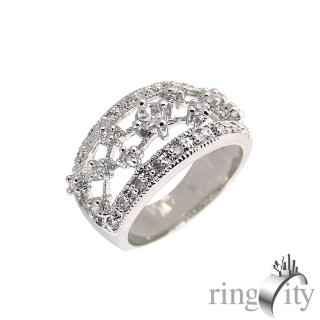 【RingCity】八心八箭立體鏤空鑲嵌造型戒(白鑽色系列)