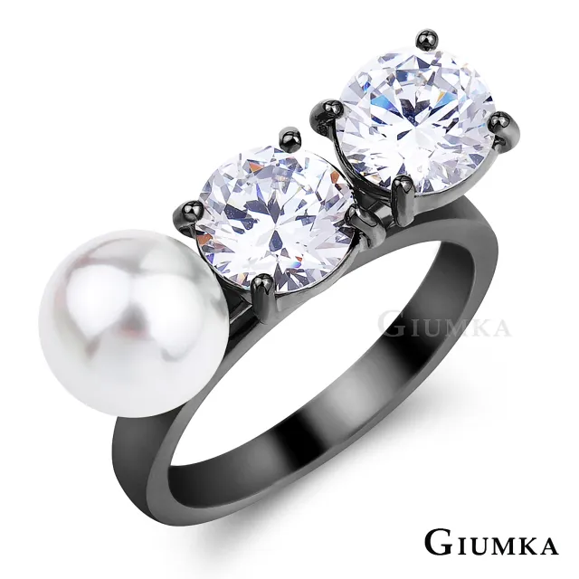 【GIUMKA】戒指．防小人尾戒．珍珠扣雙鑽．黑(送禮)