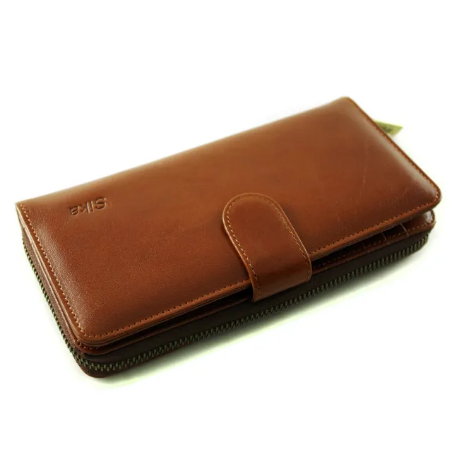 【Sika】經典拉鍊壓扣長夾(真皮包包/皮夾/拉鍊夾A8251-01原味褐)（其他規格）