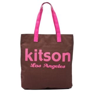 【Kitson】美式學院風方型托特包(BROWN)