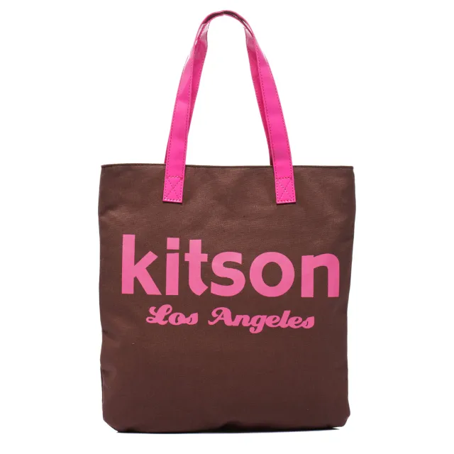【Kitson】美式學院風方型托特包(BROWN)