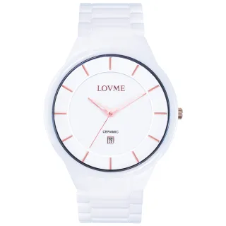 【LOVME】Concise陶瓷時尚腕錶-白x玫瑰金刻度(VC0288M-22-241)