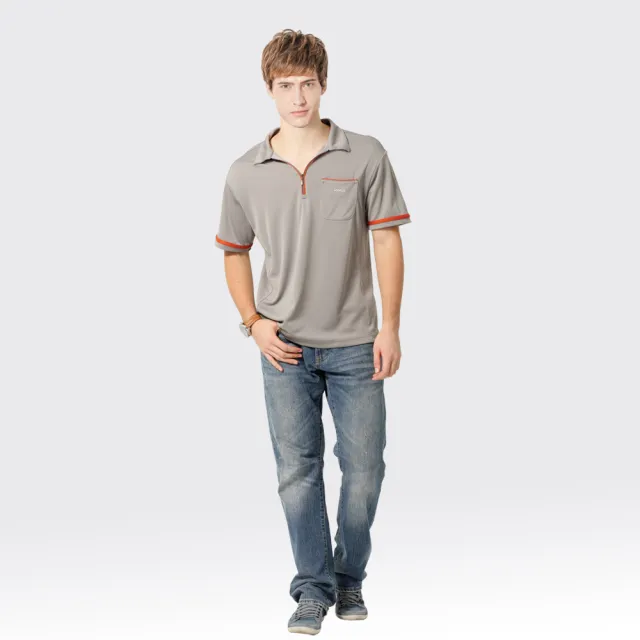 【SAMLIX 山力士】男款 MIT 台灣製  吸濕排汗 涼感紗   短袖  POLO衫#SP106(橘色.灰色)