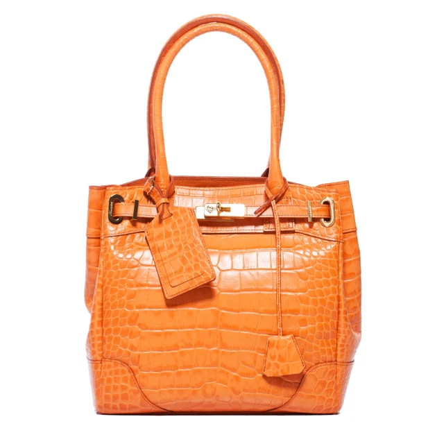 【A.D.M.J.】鱷魚壓紋小牛革COVA-TOTE(ORANGE)