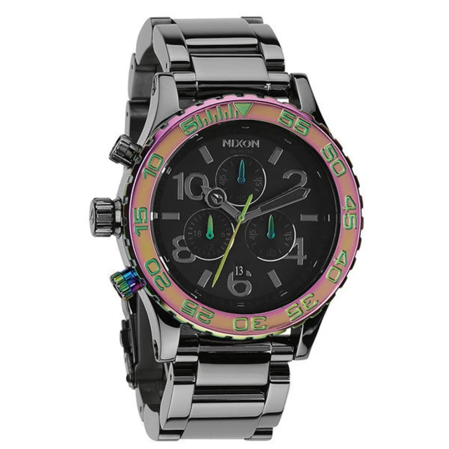 【NIXON】The 40-20 CHRONO 強眼魅力運動腕錶-彩框x黑(A0371698)
