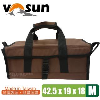【VOSUN】臺灣製 耐磨硬式底板萬用工具袋.萬用收納袋(M號 咖啡)