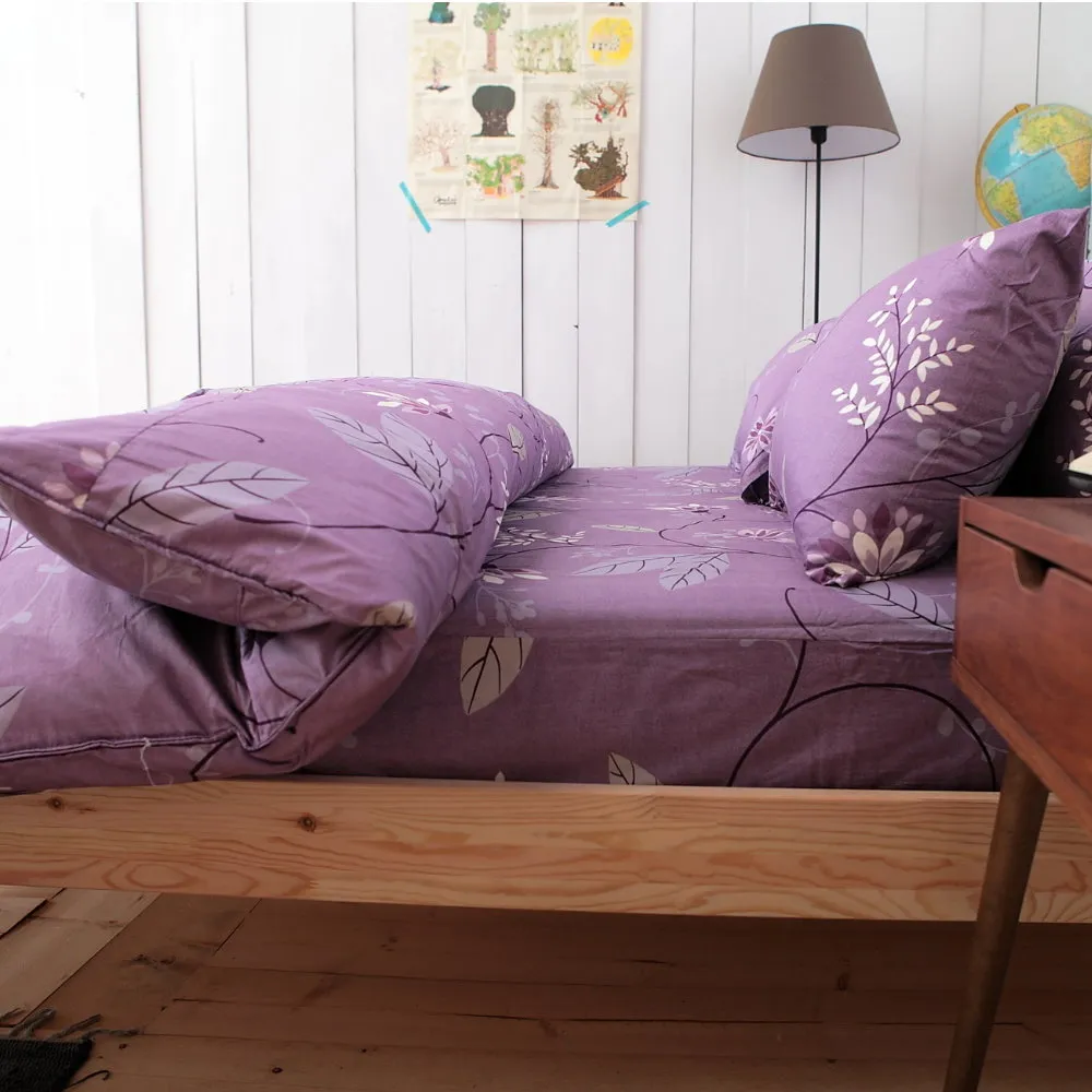 【Lust 生活寢具】普羅旺紫 100%純棉、雙人5尺床包/枕套/舖棉被套6X7尺、台灣製