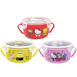 【HELLO KITTY家族】不鏽鋼雙耳隔熱碗450mlx3入 隨機出貨/保鮮盒(3色隨機出貨)