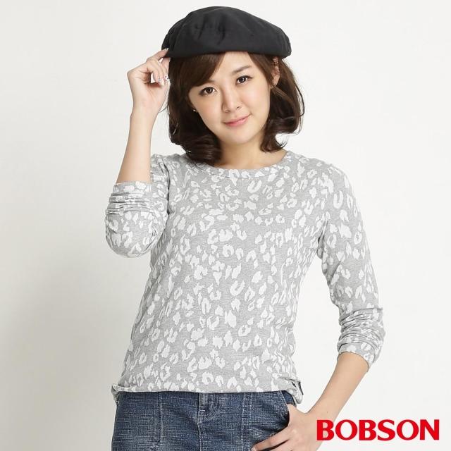 【BOBSON】女款豹紋長袖上衣(麻花34076-82)