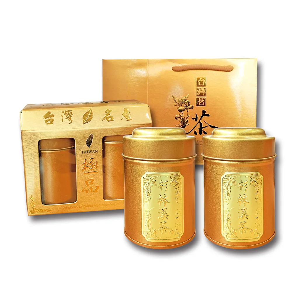 【名池茶業】二兩灑金茶葉禮盒-杉林溪75gx2罐x4盒(共1斤)