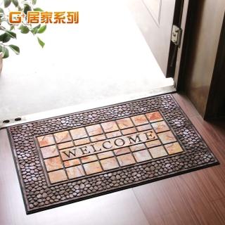 【G+ 居家】橡膠植絨戶外地墊-58x90cm 德式方磚(迎賓地墊/入門墊/刮沙地墊/玄關墊)