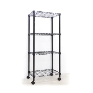 【yo-life】100%台灣製 四層鐵架-贈尼龍輪-銀/黑主體(60x30x150cm)