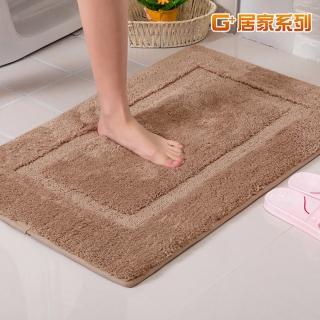 【G+居家】加厚記憶綿毛絨彈力吸水地墊40x60cm-口型淺咖啡(止滑墊/防滑墊/衛浴墊/玄關墊)