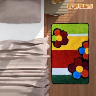 【G+ 居家】繽紛花朵超細纖維止滑地墊40x60cm-長方(絨毛地墊/腳踏墊/衛浴墊/吸水地墊/玄關墊)