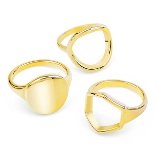 【GIUMKA】情人節禮物．戒指．關節戒指．三件套組(金色)