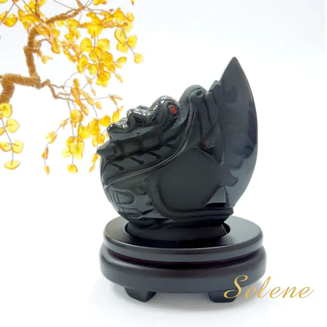 【鑫運來】驅邪鎮宅黑曜龍刀擺件(S號)