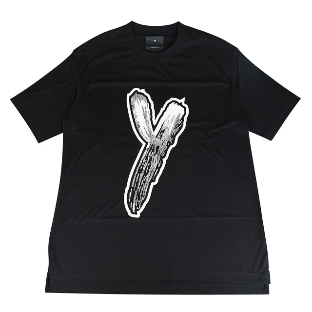 Y-3 山本耀司Y-3 山本耀司 草寫LOGO純棉短袖寬版t恤(男款/黑x白)
