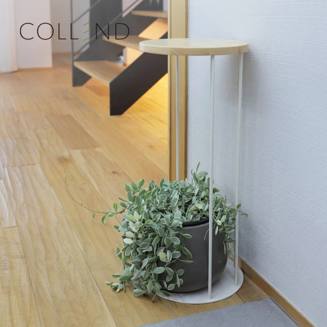日本COLLEND HAK 實木鋼製圓形置物邊桌/盆栽架-DIY(邊几/花架/花台架)