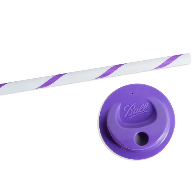 【美國Ball梅森罐】玻璃密封罐專用蓋子吸管組-窄口紫(4入/組)