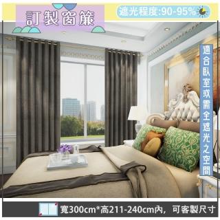 【宜欣居傢飾】熱情森巴─壓花素色遮光窗簾 咖-W300cm*H211-240cm以內*可指定尺寸(訂製/摺景/落地窗簾)