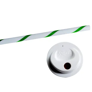 【美國Ball梅森罐】玻璃密封罐專用蓋子吸管組-窄口白(4入/組)