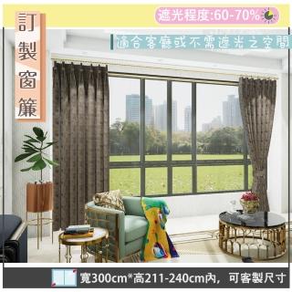 【宜欣居傢飾】挪威森林-訂製窗簾-咖W300cm*H211-240cm以內(落地窗簾)