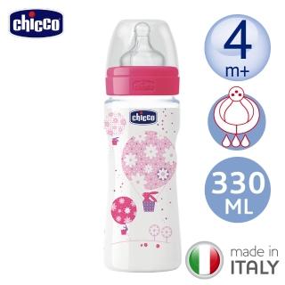 【Chicco 官方直營】舒適哺乳-甜美女孩矽膠PP特大奶瓶330ML-三孔4m+