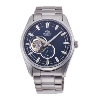 【ORIENT 東方錶】SEMI-SKELETON系列 藍寶石鏤空機械錶 鋼帶款 藍色 40.8mm(RA-AR0003L)