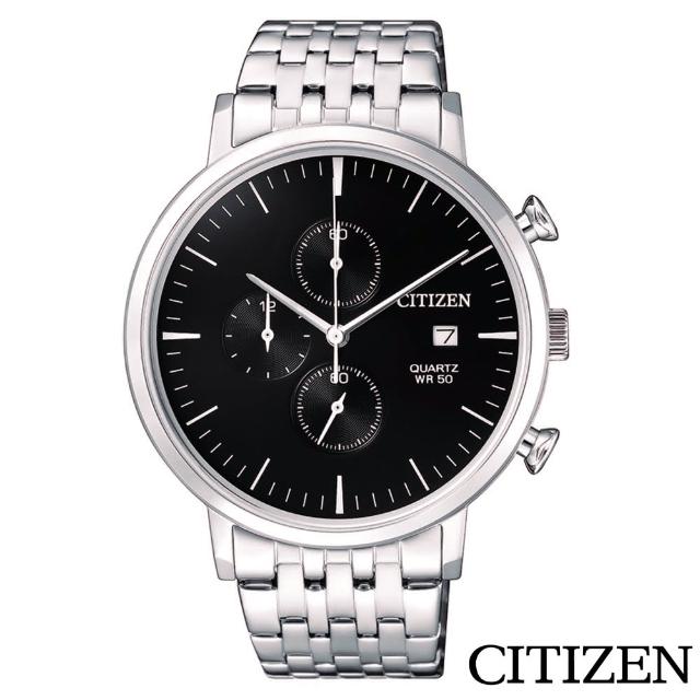 【CITIZEN 星辰】都會潮流風尚三眼計時石英腕錶(AN3610-55E)