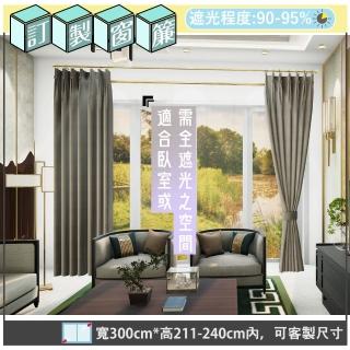 【宜欣居傢飾】寧靜─素色遮光窗簾 咖-W300cm*H211-240cm以內*可指定尺寸(訂製/摺景/落地窗簾)
