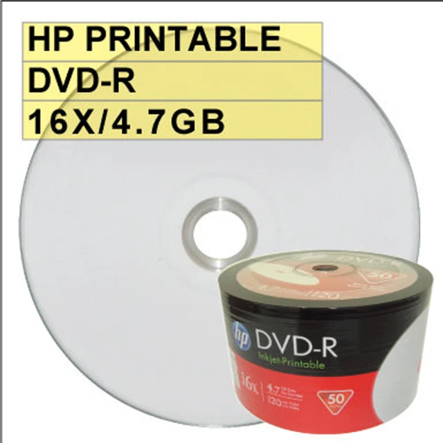 【HP 惠普】HP PRINTABLE DVD-R 16X 4.7G 可列印 空白光碟片(600片)