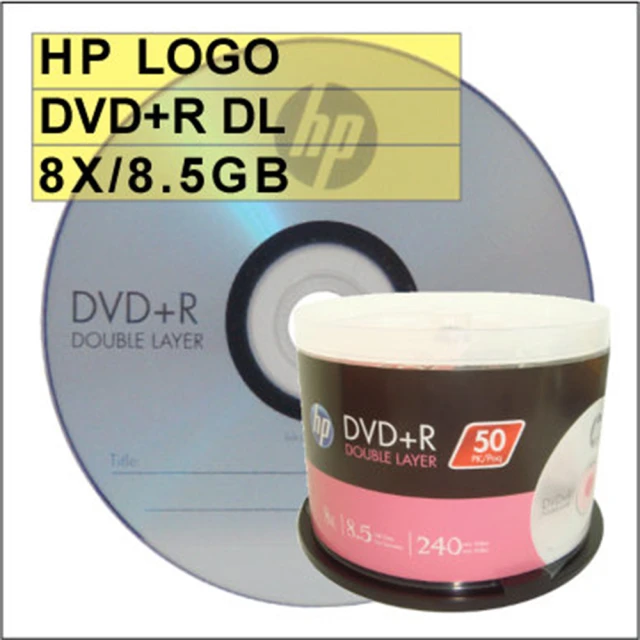 HP 惠普 HP LOGO DVD+R DL 8X / 8.5GB 空白燒錄片 可超燒至8.7GB(100片)