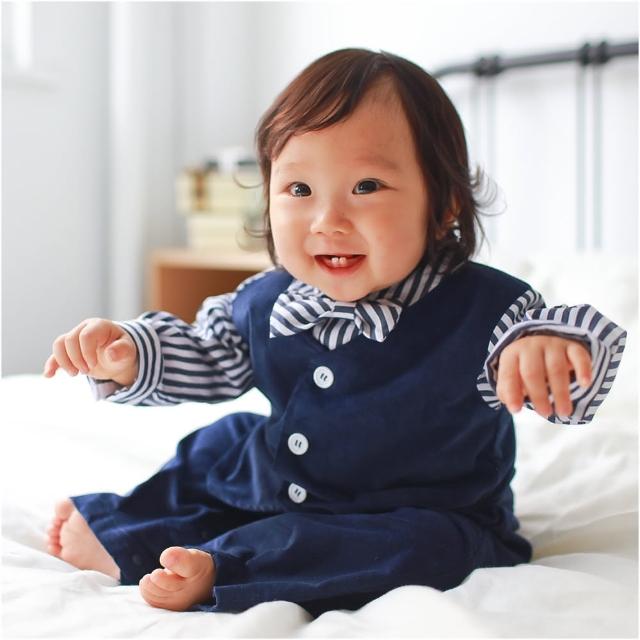 baby童衣 條紋紳士造型假三件長袖連身衣 70108 共1色