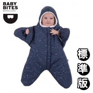 【babybites 鯊魚咬一口】西班牙設計 100% 純棉手工嬰兒睡袋 防踢被 包巾 星空海星 午夜藍(標準版)