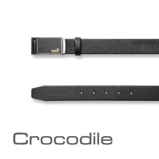 【Crocodile】雙11 鱷魚皮件 真皮皮帶 自動皮帶 扣式皮帶 32mm-0101-40041-黑色(真皮皮帶 男生皮