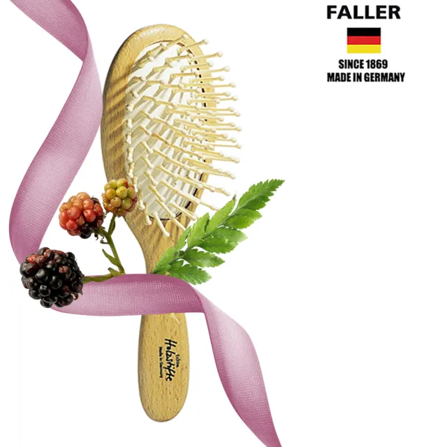 【FALLER 芙樂】德國製FSC大尺寸橢圓圓珠櫸木氣墊木齒梳(氣墊梳/梳頭按摩美容/雙11)