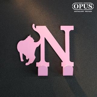【OPUS東齊金工】歐式鐵藝壁飾掛勾/無痕掛鉤/掛衣架/廚房衛浴收納(HO-ca10-NP 當貓咪遇上字母N)