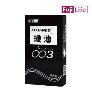 【Fujicondom不二乳膠】纖薄003保險套12入/盒(亮黑)