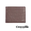【Crocodile】鱷魚皮件 真皮短夾 7卡 活動窗格 男夾 0103-4004-咖啡色(經典鱷魚壓紋)