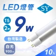 【SY聲億】T5 直接替換式 2尺9W 白光 LED燈管 免拆卸安定(10入組)