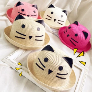 【PS Mall】百搭可愛貓咪兒童草帽遮陽帽(B002)