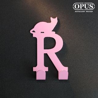 【OPUS東齊金工】歐式鐵藝壁飾掛勾/無痕掛鉤/掛衣架/廚房衛浴收納(HO-ca10-RP 當貓咪遇上字母R)