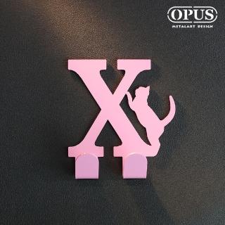 【OPUS東齊金工】歐式鐵藝壁飾掛勾/無痕掛鉤/掛衣架/廚房衛浴收納(HO-ca10-XP 當貓咪遇上字母X)