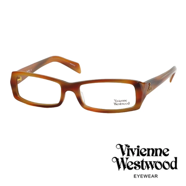 【Vivienne Westwood】龐克雙色板料時尚方框光學眼鏡(琥珀  VW195M03)