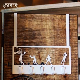 【OPUS 東齊金工】歐式鐵藝門後掛勾/免釘廚房掛鉤/無痕掛衣架(灌籃高手 優雅白 HO-ba04W)